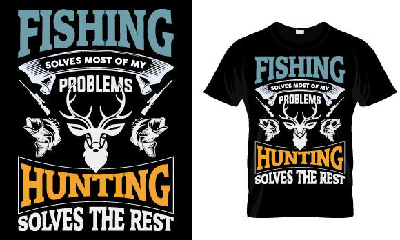 Hunting T Shirt Design, Fishing Solve: Graphics & Print Templates