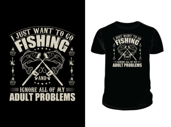 I Just Want to Go Fishing Graphics & Print Templates