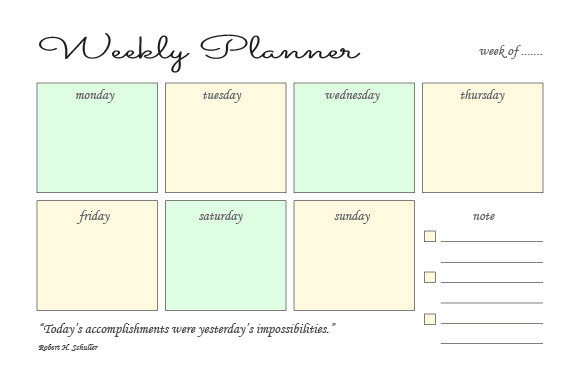 Weekly Planer Template: Graphics & Print Templates